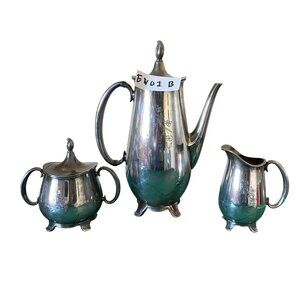 1847 Rogers Bros Springtime Silverplate Coffee Tea Set 3 Pc Pot  EV02